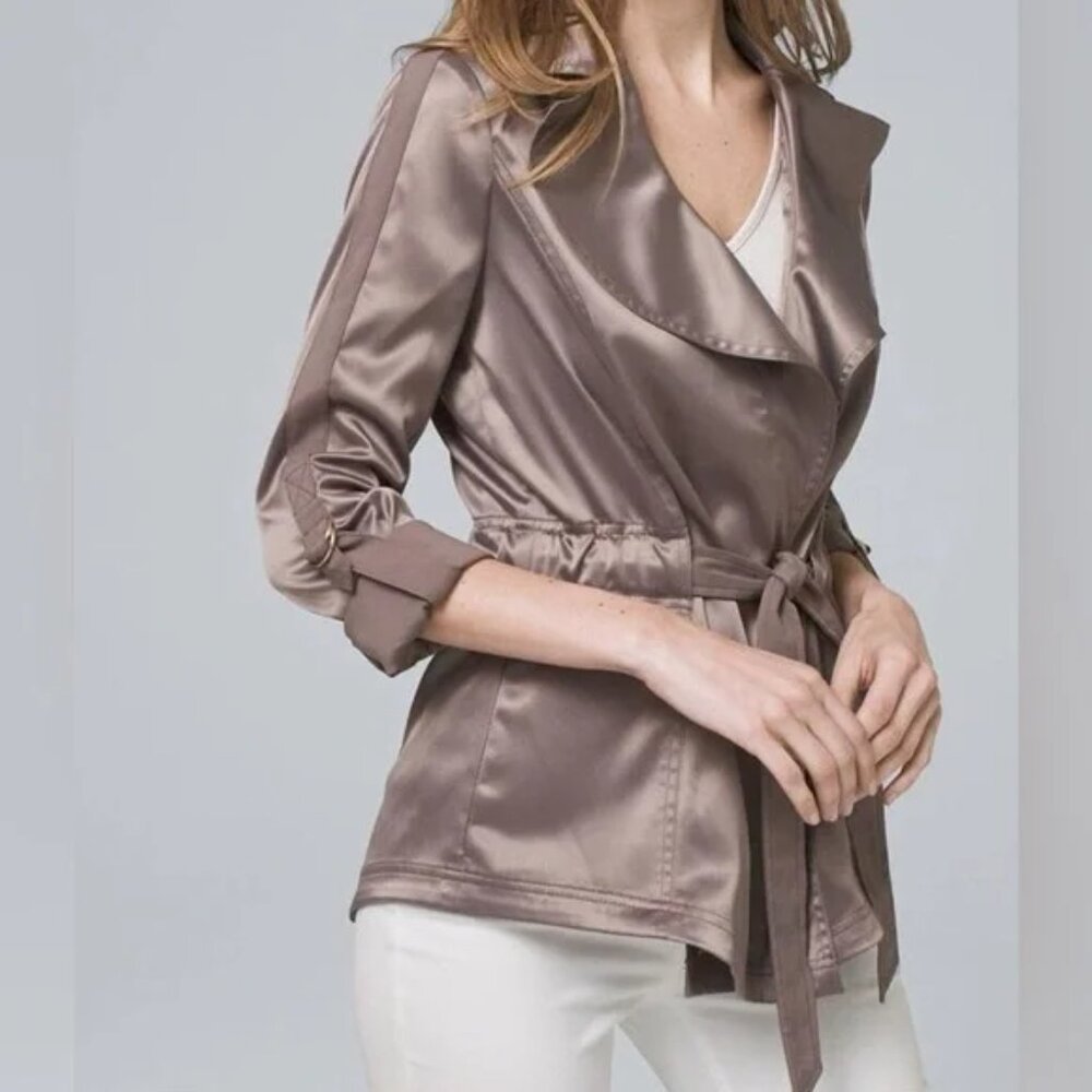 WHBM White House Black Market Jacket Blazer 16 Satin Tie Front Business Casual